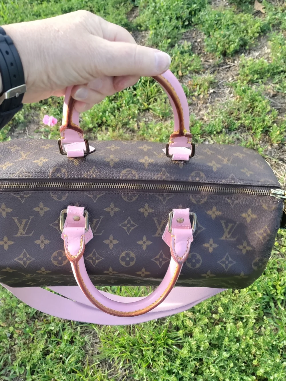 Louis Vuitton Speedy 35 Converted To Bandolier -Pink &Black - Picture 9 of 16
